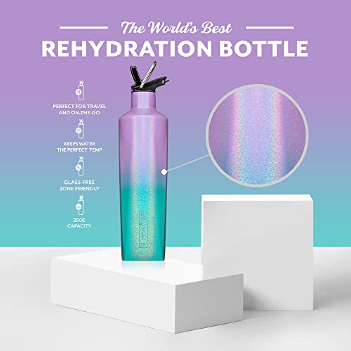 BrüMate ReHydration - 100% Leakproof 25oz Insulated Water Bottle with Straw -