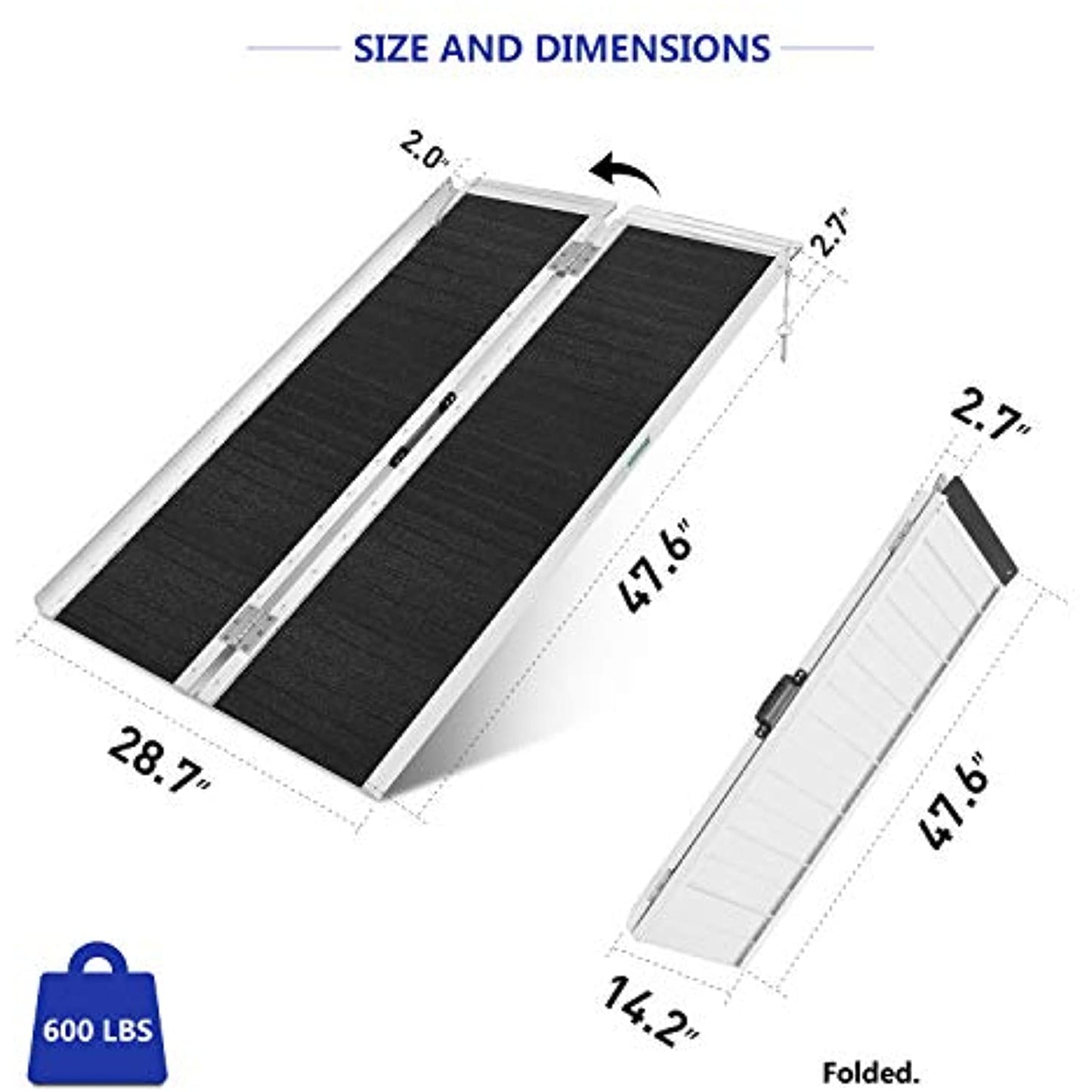 ORFORD Non Skid Wheelchair Ramp 4FT, Utility Mobility Access Threshold Ramp