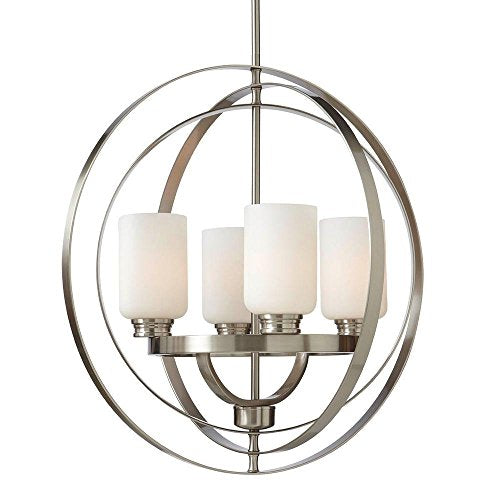 Home Decorators Collection 4-Light Brushed Nickel Chandelier One Broken Glass
