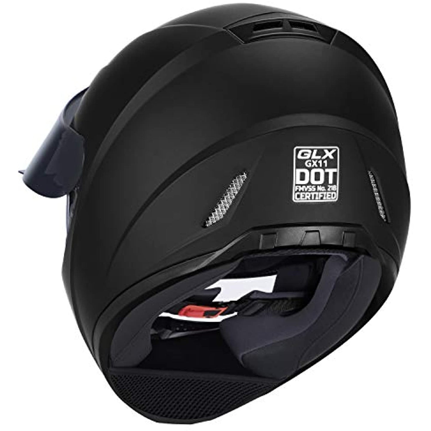 GLX Adult GX11 Compact Full Face Motorcycle Street Helmet, Black XLARGE *openbox