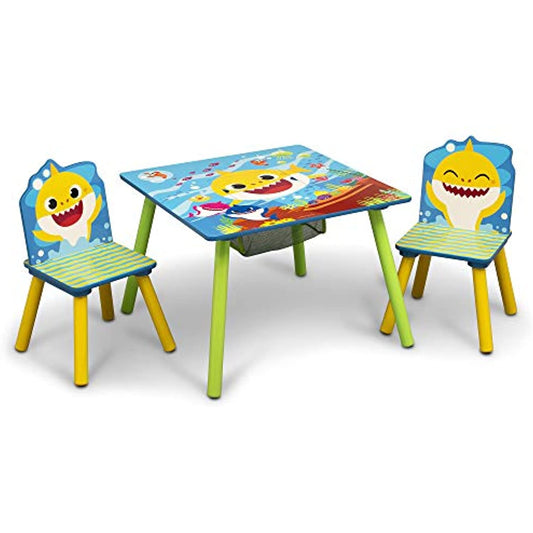 Baby Shark Kids Table and Chair Set with Storage (2 Chairs Included)  OPEN BOX