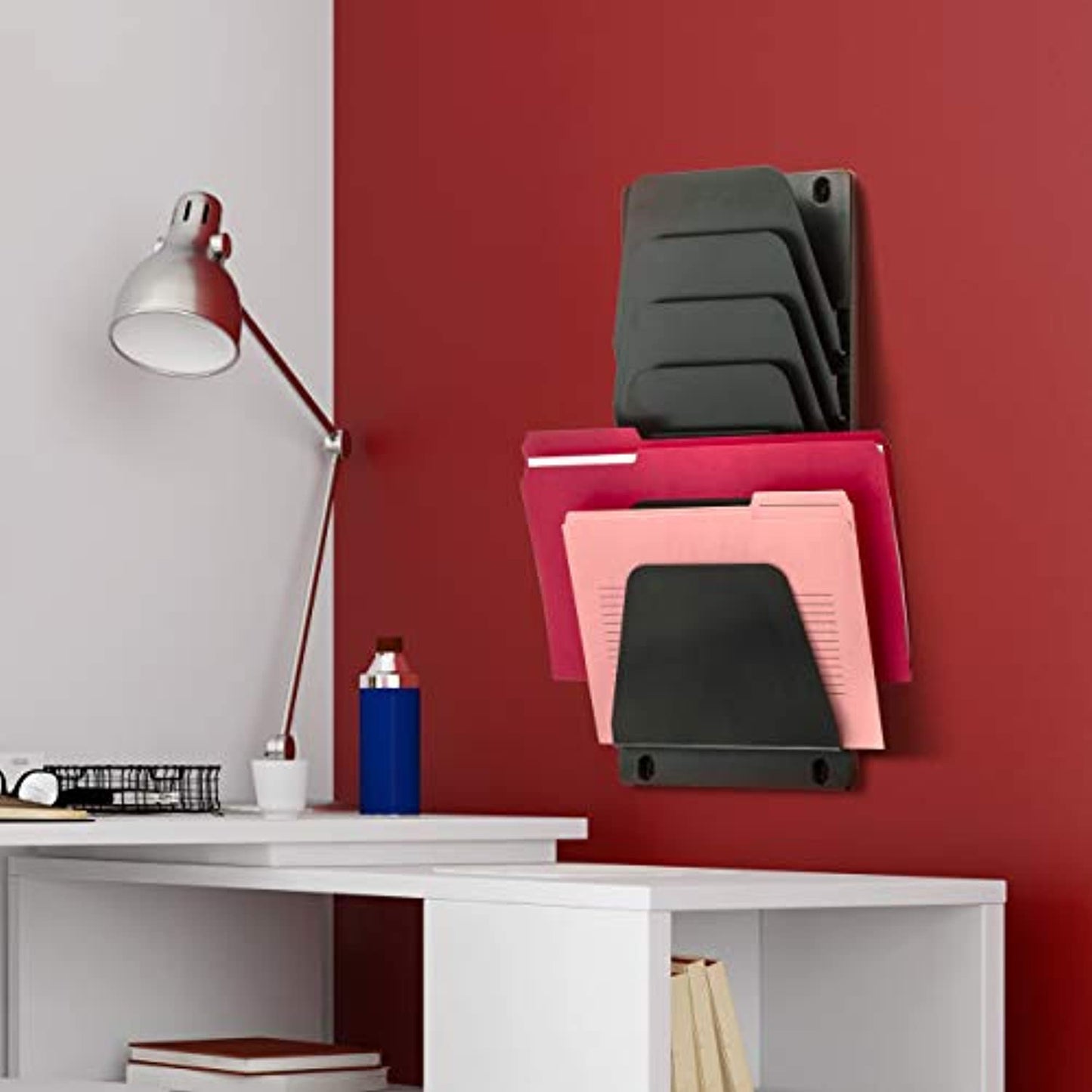 Officemate Wall File Holder, Letter/Legal, 7 Pockets, Black *PREOWNED* USED*