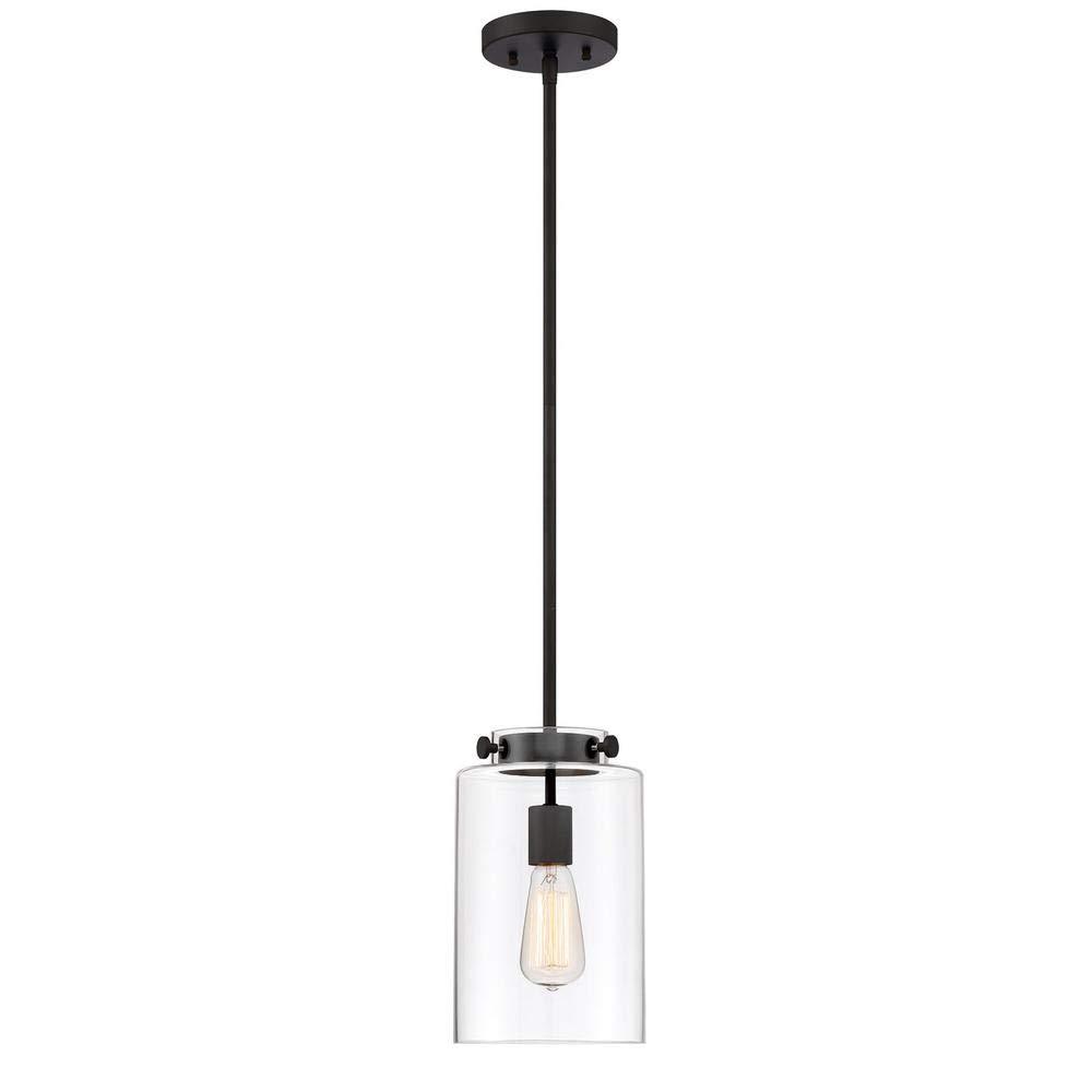 Home Decorators Collection 1-Light Oil Rubbed Bronze Mini Pendant with Clear Glass Shade