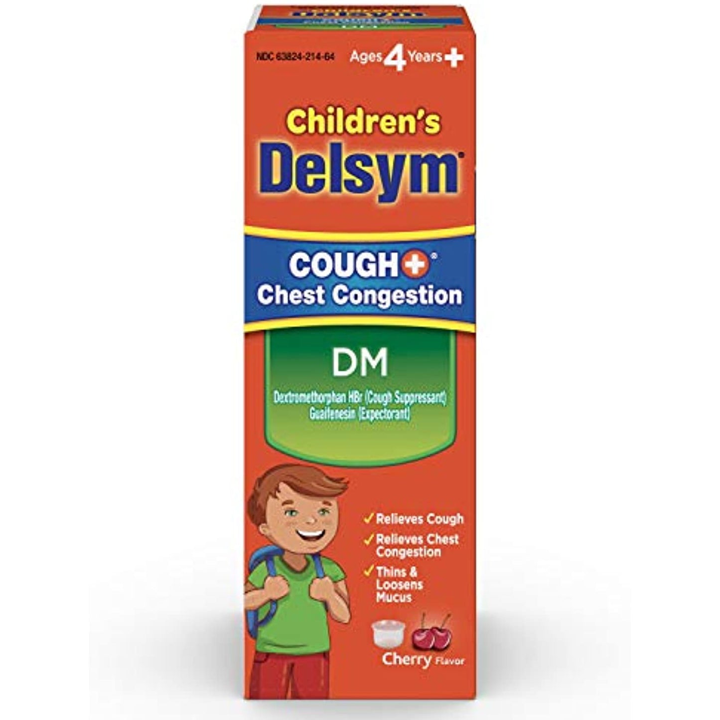 Delsym Children's DM Cough + Chest Congestion Relief Liquid, Cherry, 4oz