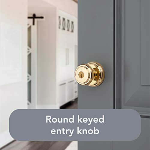 Baldwin Prestige Alcott Entry Knob featuring SmartKey in Lifetime Polished Brass