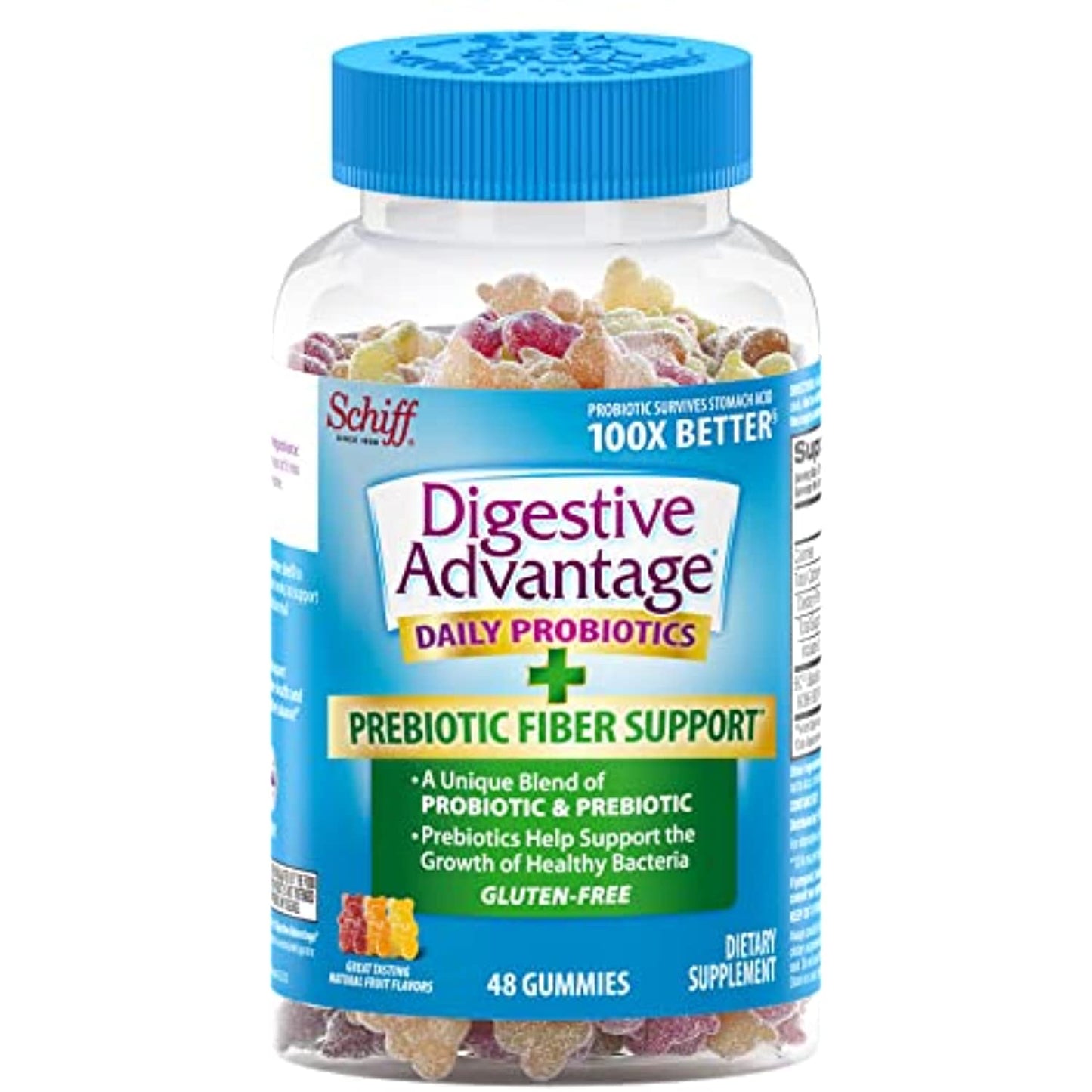 Digestive Advantage Prebiotic Fiber Plus Probiotic Gummies 48 ea Exp 01/23
