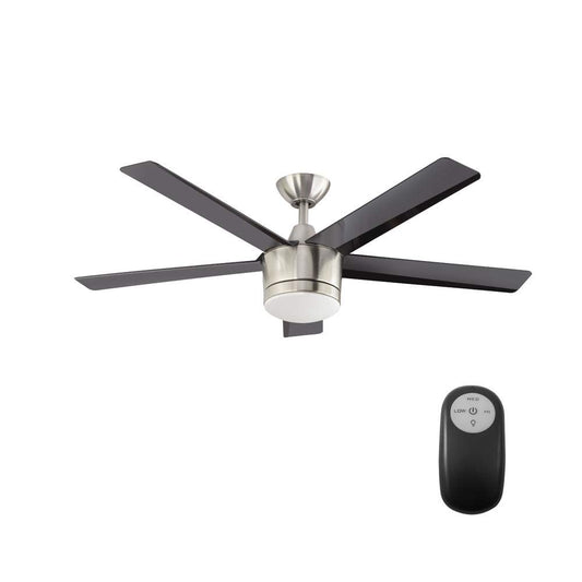 AS-IS Home Decorators Collection Merwry 52 in. LED Brushed Nickel