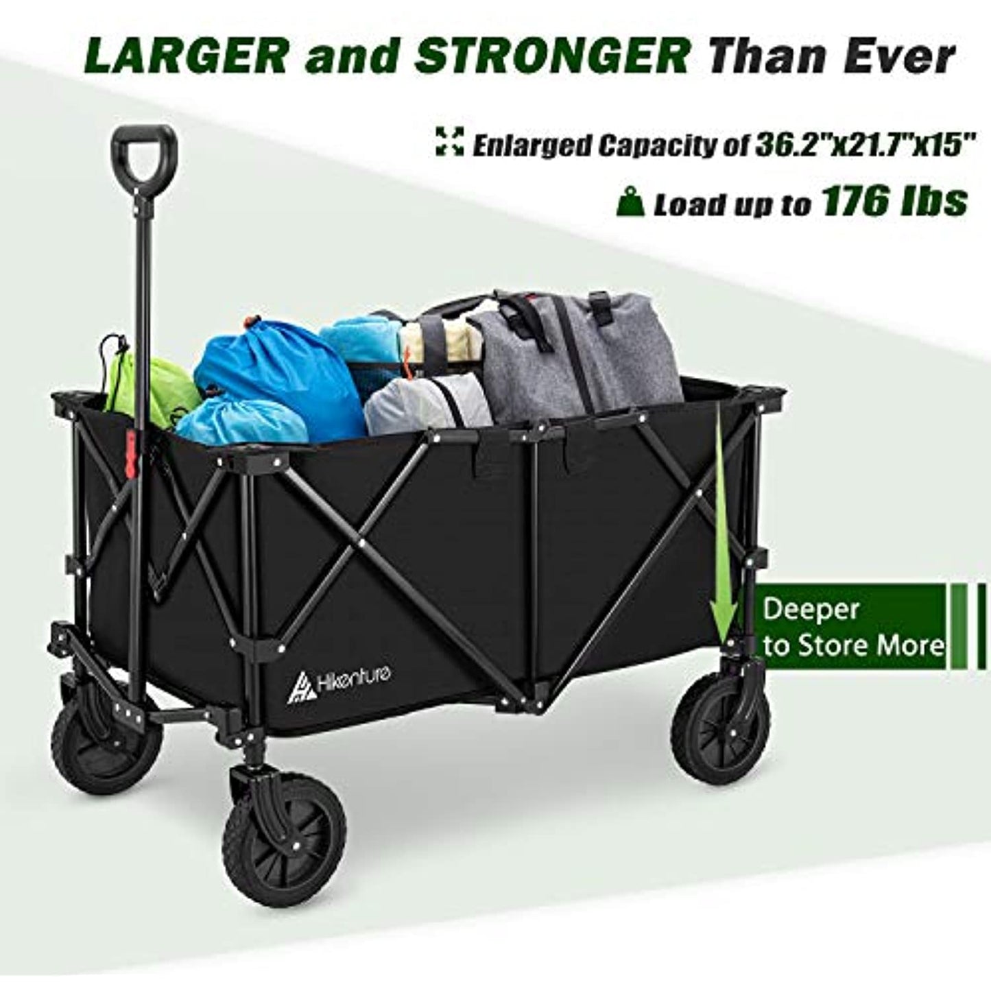 Hikenture Heavy Duty Utility Collapsible Wagon with All-Terrain Wheels, PREOWNED