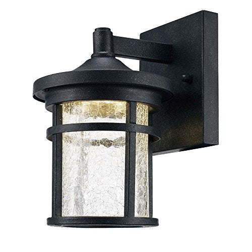 Bel Air Lighting Aged Iron Outdoor LED Wall Lantern with Crackle Glass