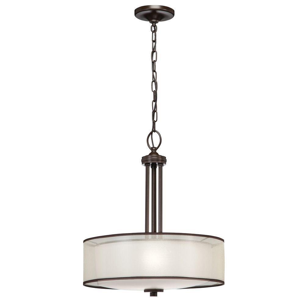 3-Light Bronze Organza Pendant