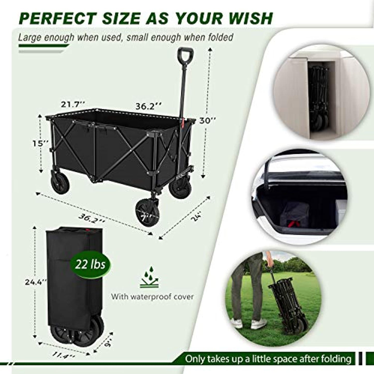 Hikenture Heavy Duty Utility Collapsible Wagon with All-Terrain Wheels, PREOWNED