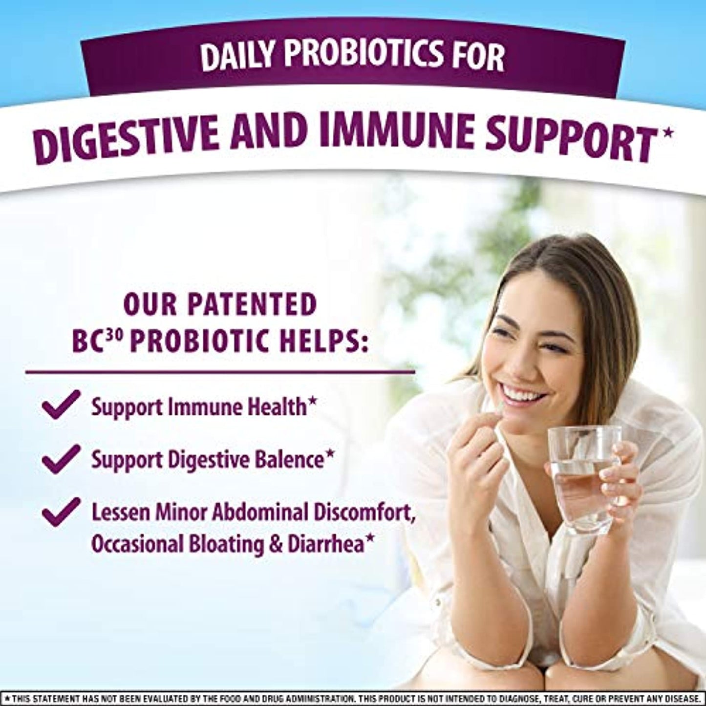 Daily Probiotic Capsule - Digestive Advantage (50 count in a box), Survives 100x Better Than Regular 50 Billion CFU, Lessen Minor Abdominal Discomfort, Bloating & Occasional Diarrhea