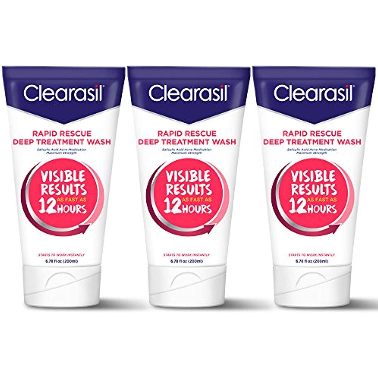 Clearasil Rapid Rescue, Deep Treatment Wash 6.78 oz (Pack of 3) EXP 10/22
