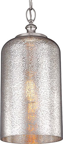 Feiss P1319PN Hounslow Glass Pendant Lighting, Chrome, 1-Light (9"Dia x 20"H) 60watts