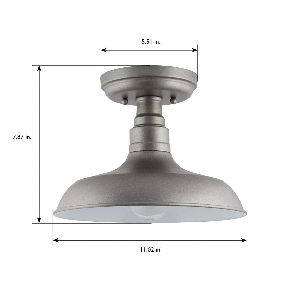 Design House 519876 Kimball Industrial Farmhouse 1 Indoor Semi-Flush Ceiling Mount Light with Metal Shade for Kitchen Hallway Dining Room Bedroom, Galvanized Steel