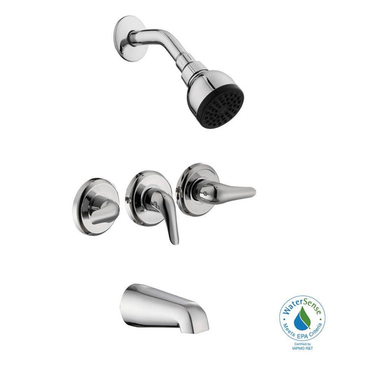 Glacier Bay Aragon 3-Handle 1-Spray Tub and Shower Faucet Chrome Valve Included