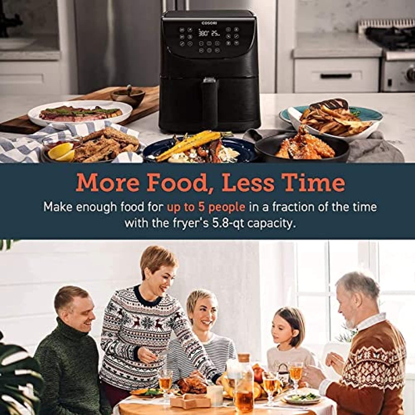COSORI Air Fryer Oven Combo 5.8QT Max Xl Large Cooker Black
