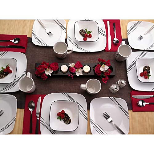 Corelle Squares Simple Sketch 1088188 16-Piece Dinnerware Square White Value