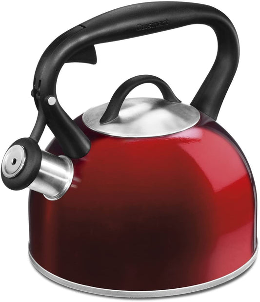 Cuisinart CTK-STRMR Valor 2-Quart TeaKettle, Make 2-Quarts of Boiling Water in this Classic Tea Kettle, Whistle Sound to Signal Water is Ready, Metallic Red