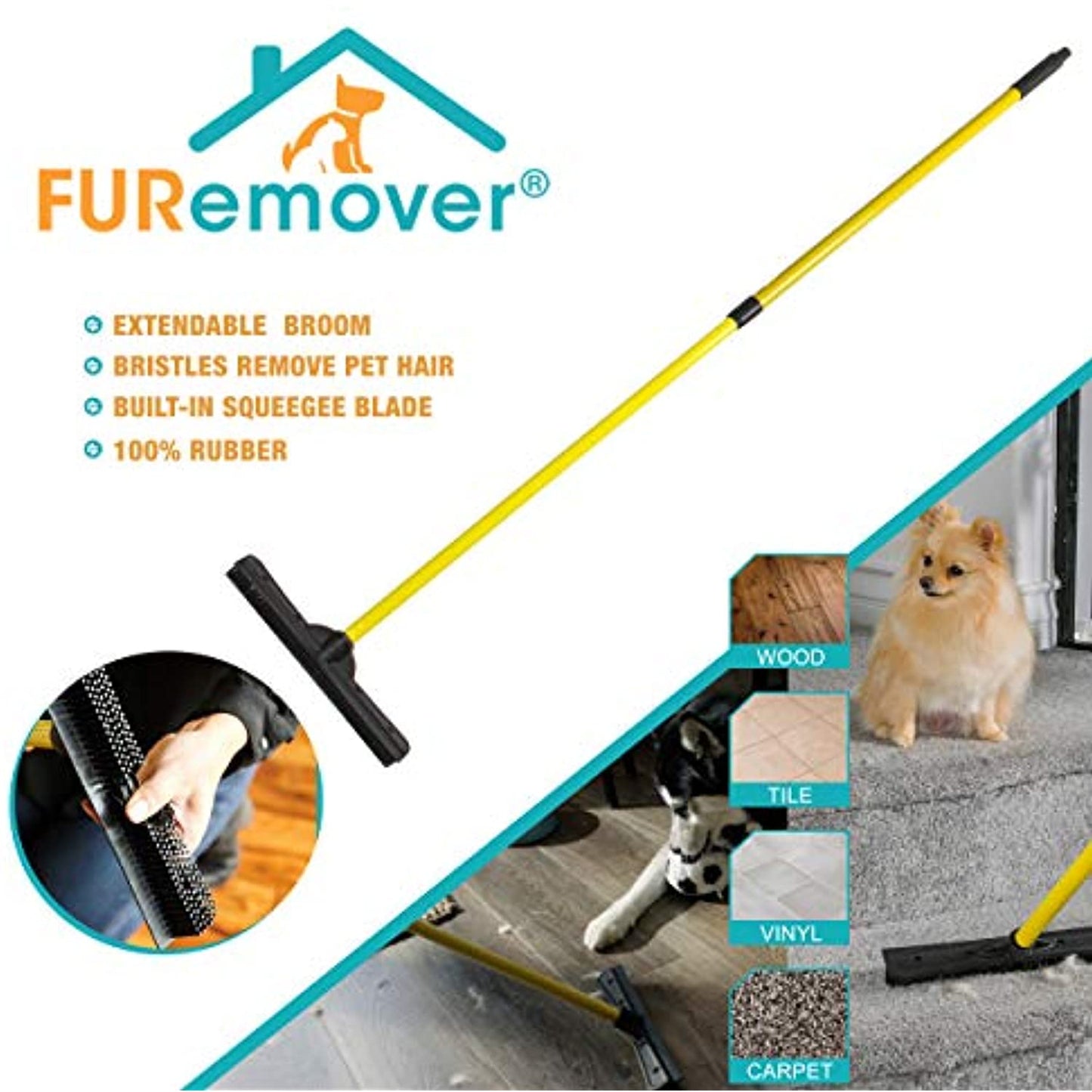Evriholder FURemover Broom Extends up to 4 ft, SET of TWO Orange/Yellow OPENBOX