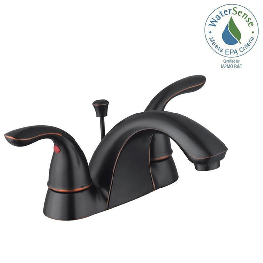 Glacier Bay 67091W-6A27D Builders 4" Centerset 2-Handle Low-Arc Bathroom Faucet in Bronze