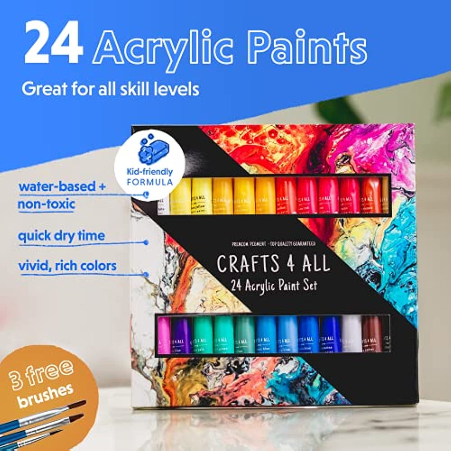 Crafts 4 All Acrylic Paint Sets 6 Sets of 24 Count Craft Paint Sets