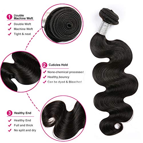 MDL Hair Brazilian Remy Human Hair Weave 24inch Natural Black Color Body Wave 1