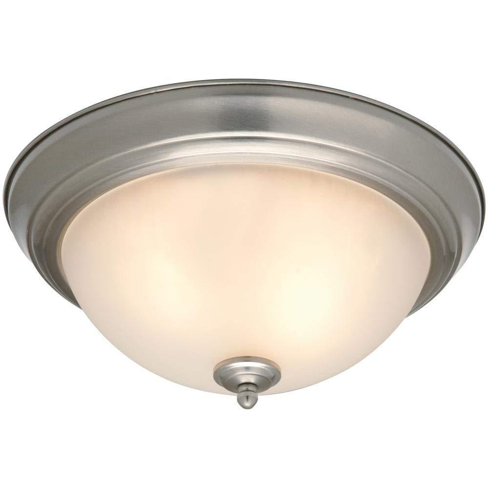 Commercial Electric Twin Pack 2-Light Brushed Nickel Flushmount