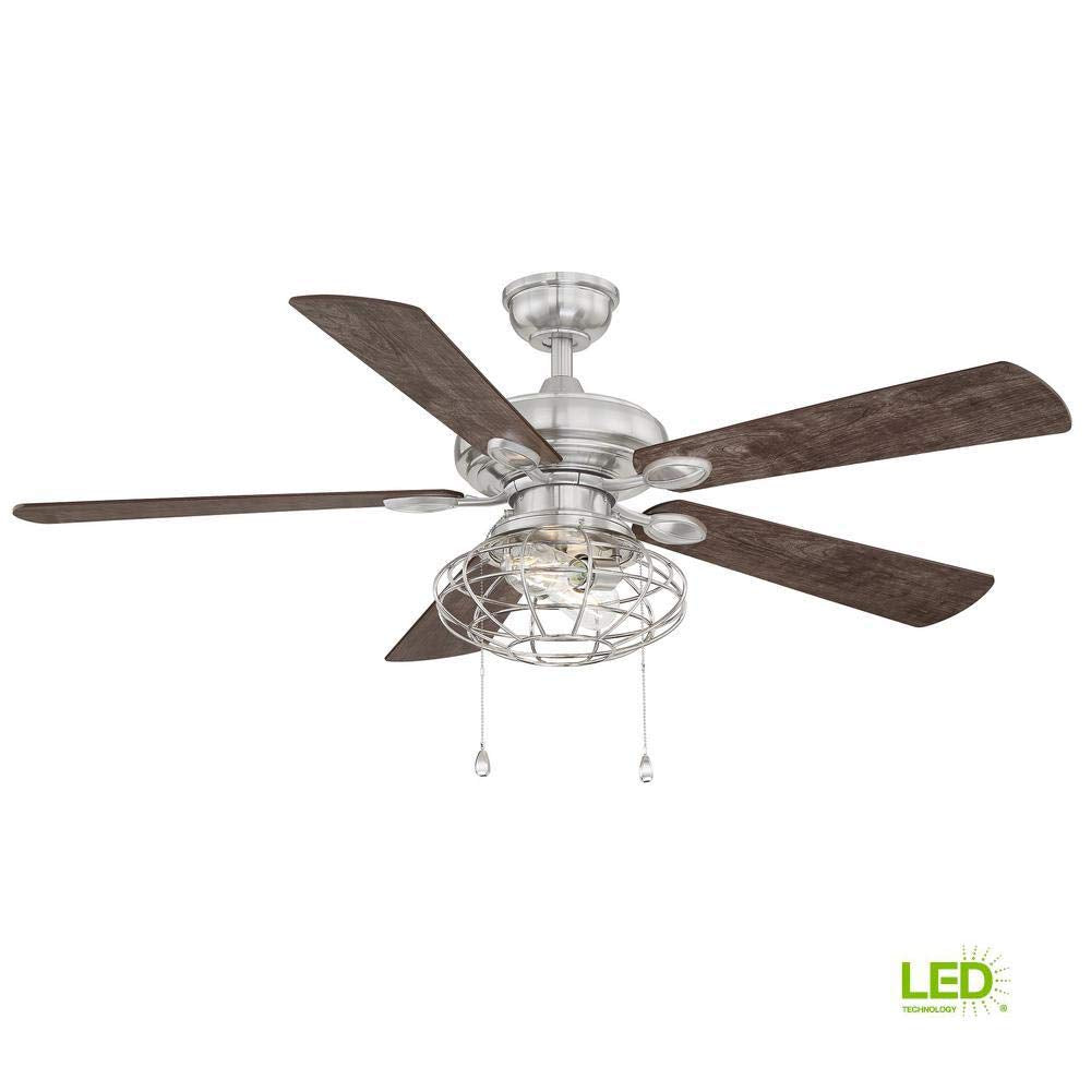 Home Decorators Collection Ellard 52 in. LED Brushed Nickel Ceiling Fan with Light Kit