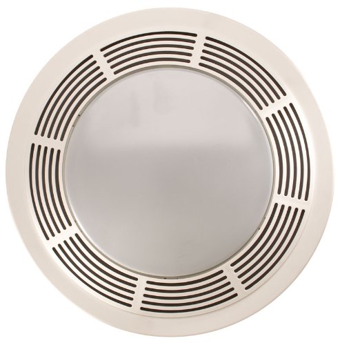 Broan Round Fan and Light Combo for Bathroom and Home, White Grille with Glass..