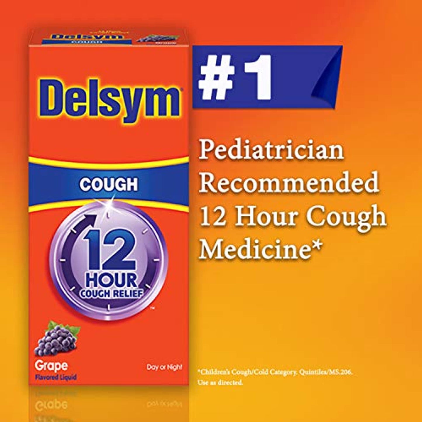 Delsym Adult Cough Suppressant Liquid, Grape Flavor, 5 Ounce