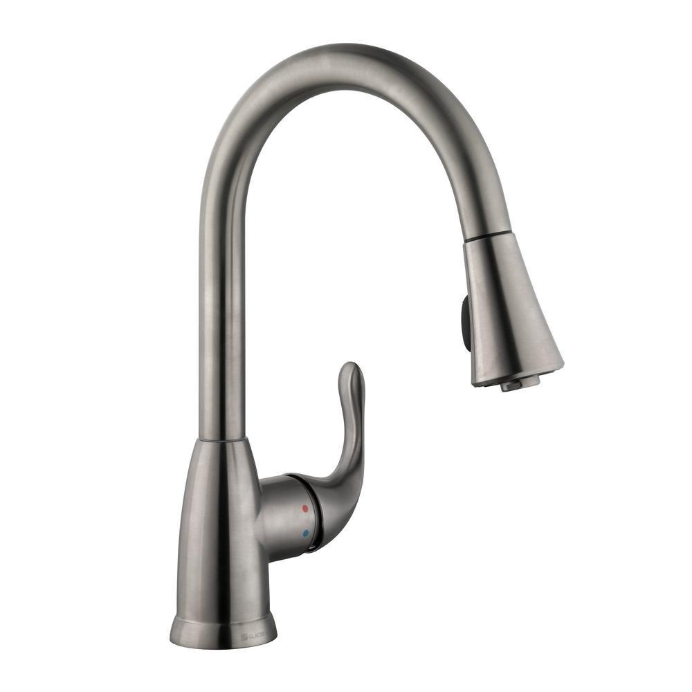 Glacier Bay Market Single-Handle Pull-Down Sprayer Kitchen Faucet in Stainless Steel,Small