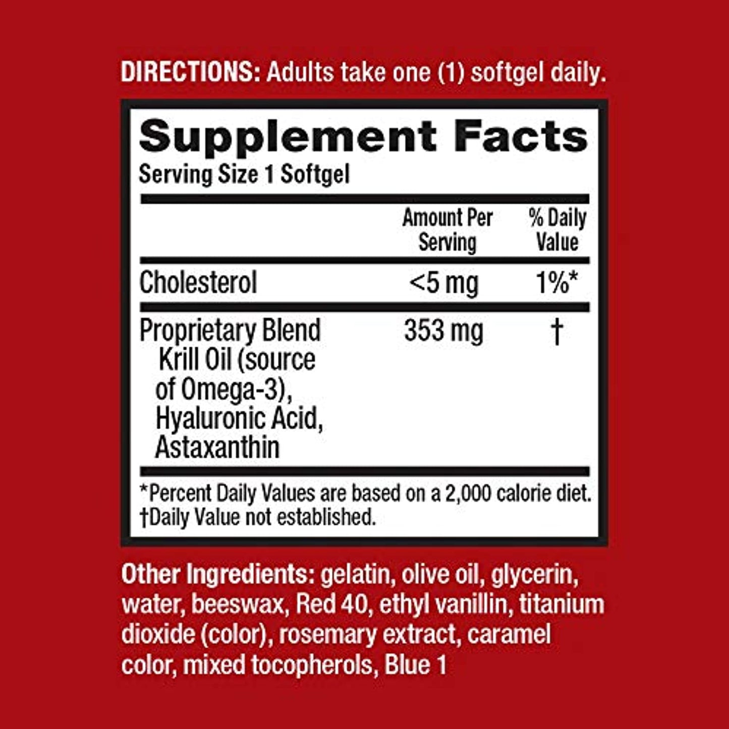 Omega-3 Krill Oil and Joint Supplement 353mg, Megared Joint Care Softgels (30 Count In A Bottle) - EPA/DHA fatty acids, Antioxidants, Hyaluronic acid, No fishy burp aftertaste as with Fish Oil (Pack of 1)