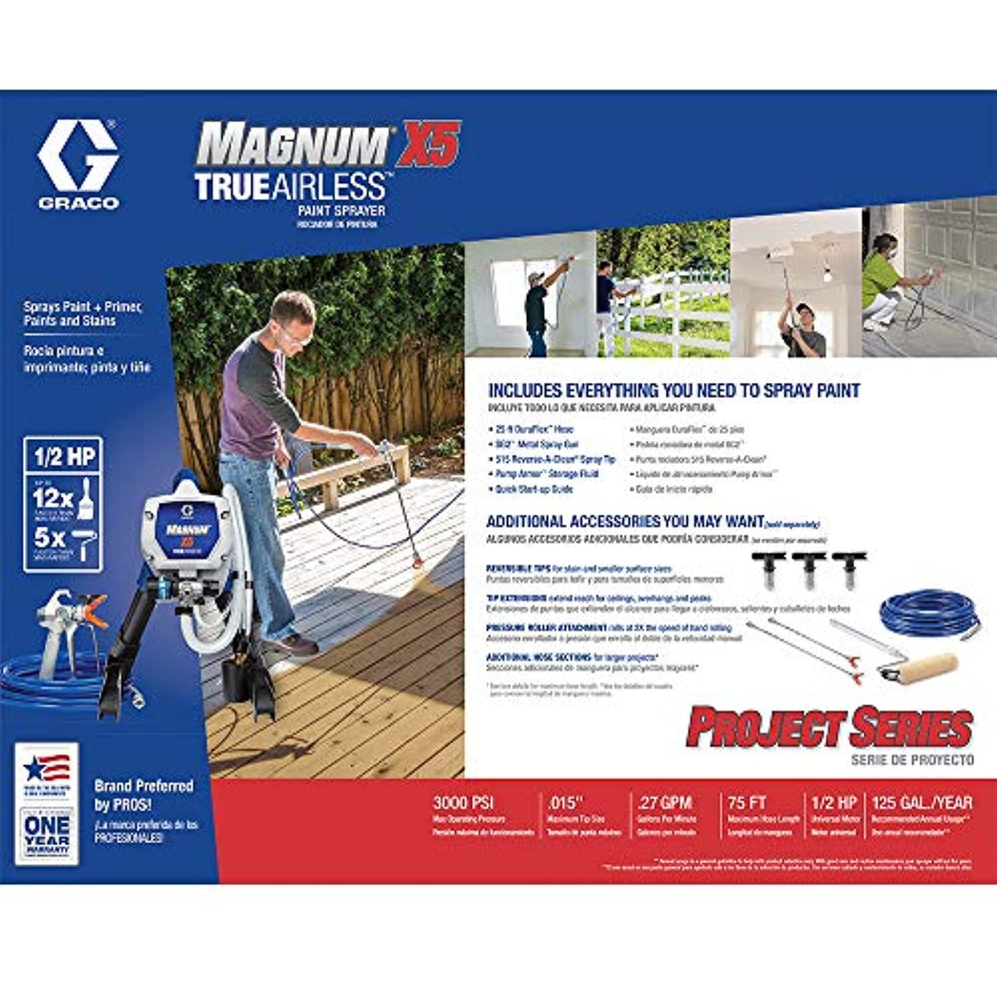 Graco Magnum 262800 X5 Stand Airless Paint Sprayer, Blue