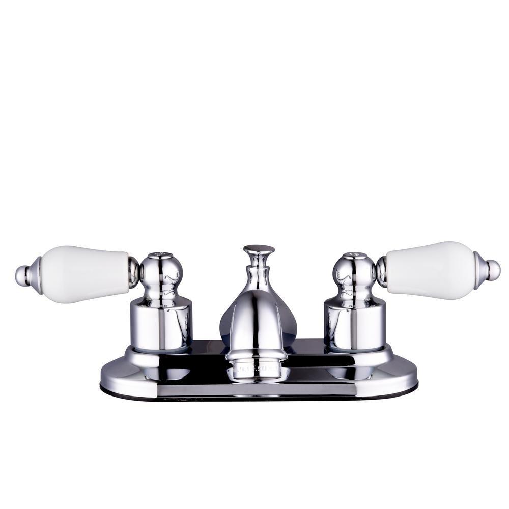 Calcier Bay Teapot 4 in. Centerset 2-Handle Low-Arc Bathroom Faucet in Chrome