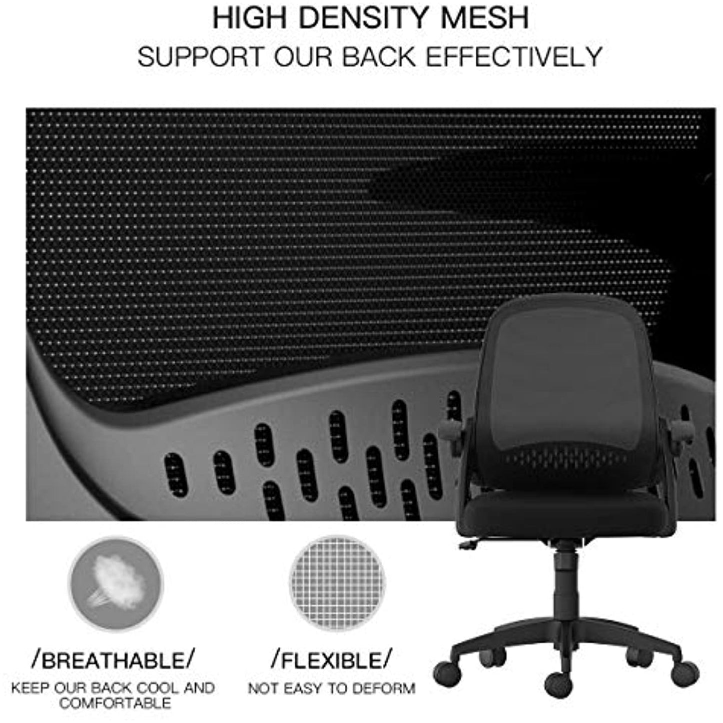 Hbada Office Desk Chair Swivel with Flip-up Arms/ Adjustable Height -white- NEW