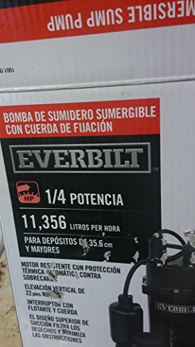 Everbilt 1/4 HP Submersible Sump Pump with Tether * salvage*