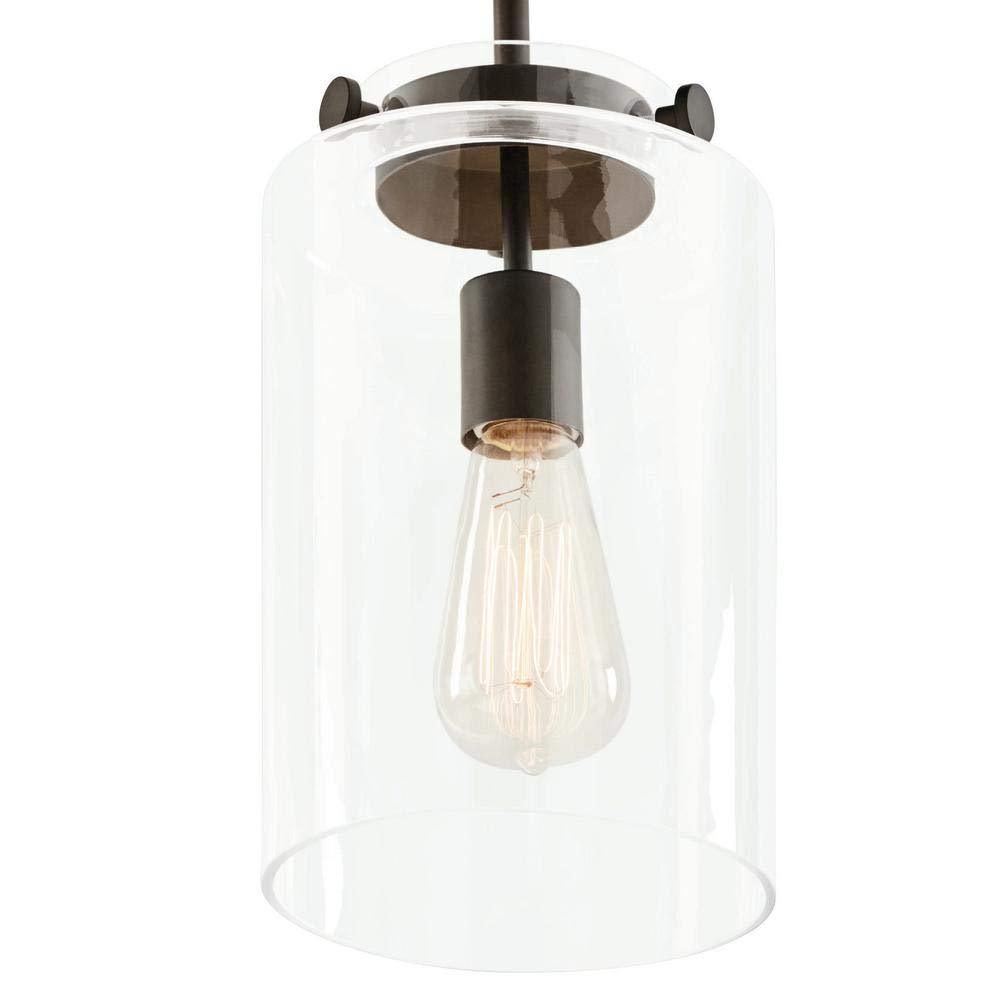 Home Decorators Collection 1-Light Oil Rubbed Bronze Mini Pendant with Clear Glass Shade