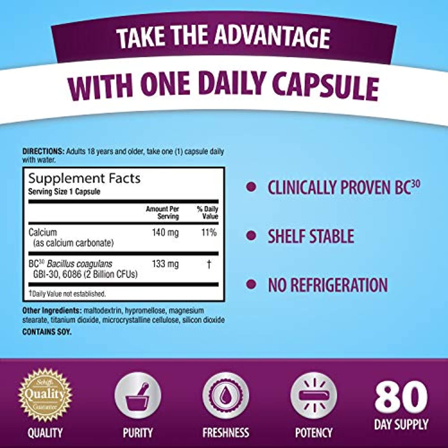 Daily Probiotic Capsule - Digestive Advantage (50 count in a box), Survives 100x Better Than Regular 50 Billion CFU, Lessen Minor Abdominal Discomfort, Bloating & Occasional Diarrhea
