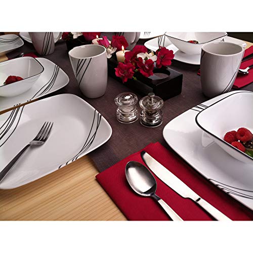 Corelle Squares Simple Sketch 1088188 16-Piece Dinnerware Square White Value