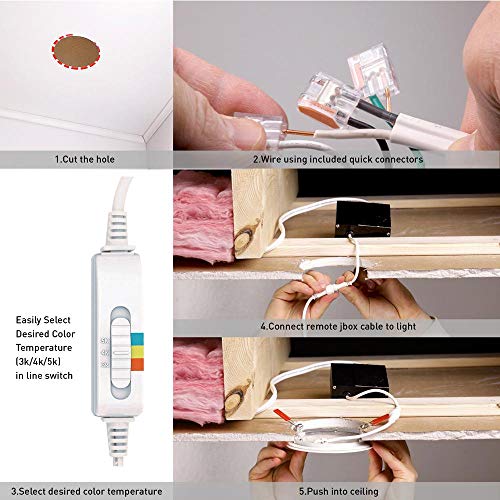Commercial Electric Ultra Slim 4" Square Color Changing LED Recessed Kit- 4 pack