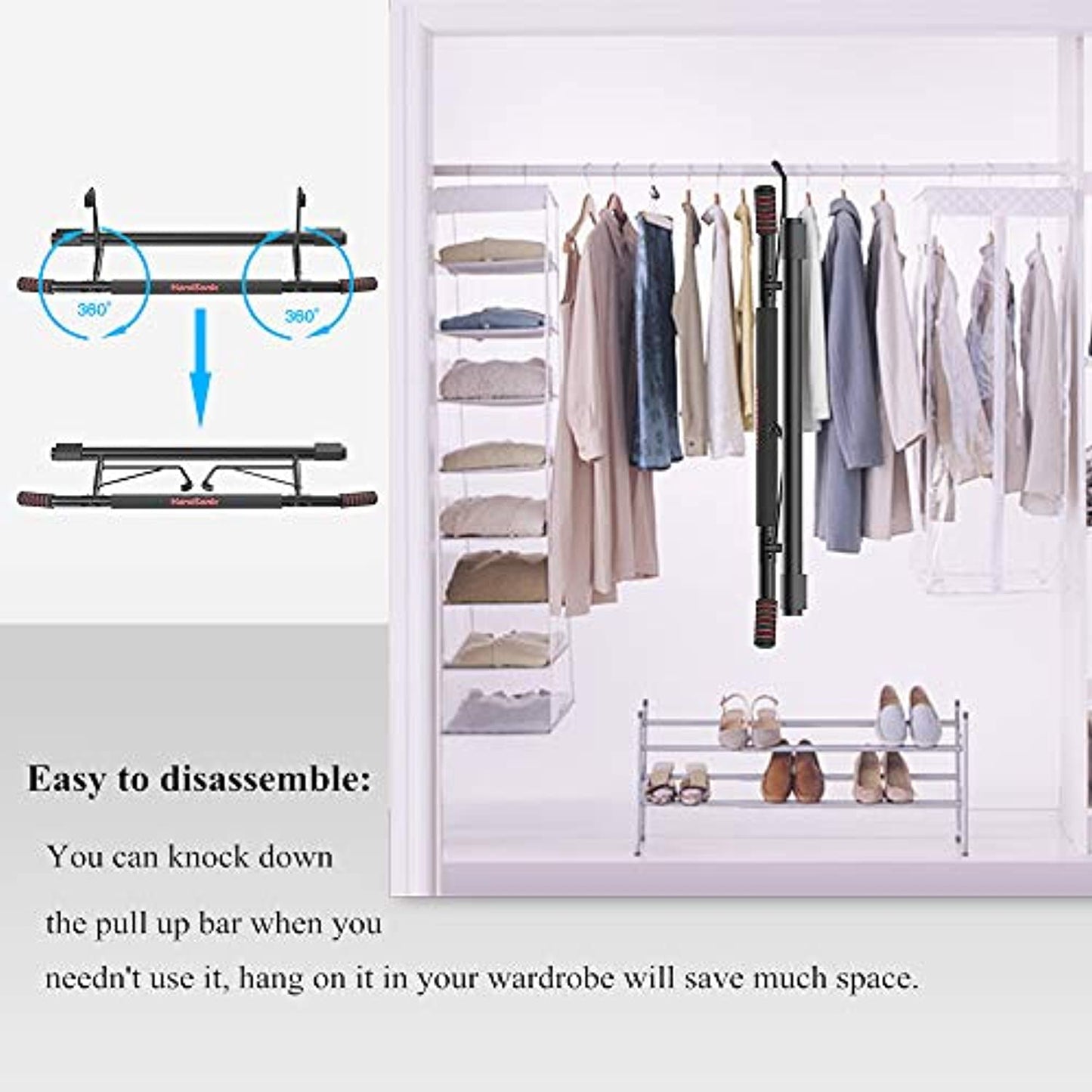 Handsonic Fitness Pull Up Bar Doorway, Chin up Bar no screws needed-OPEN BOX-NEW