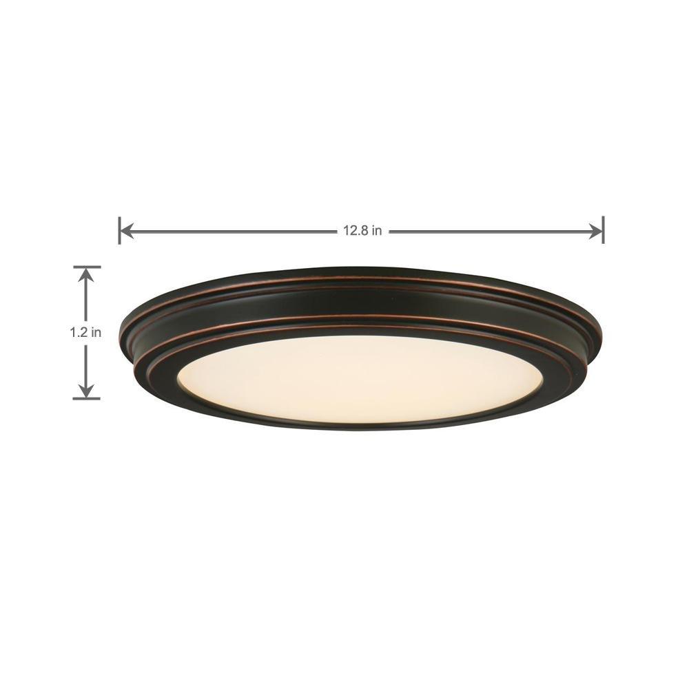 Commercial Electric 13 in. Oil Rubbed Bronze LED Ceiling Flush Mount with Whit..