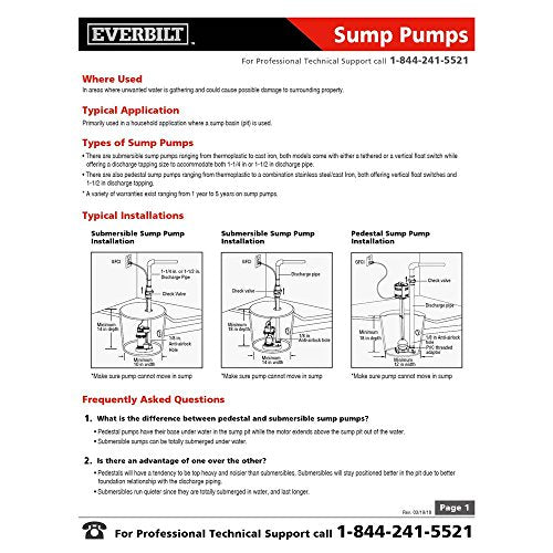 Everbilt 3/4 HP Professional Sump Pump PSSP07501VD