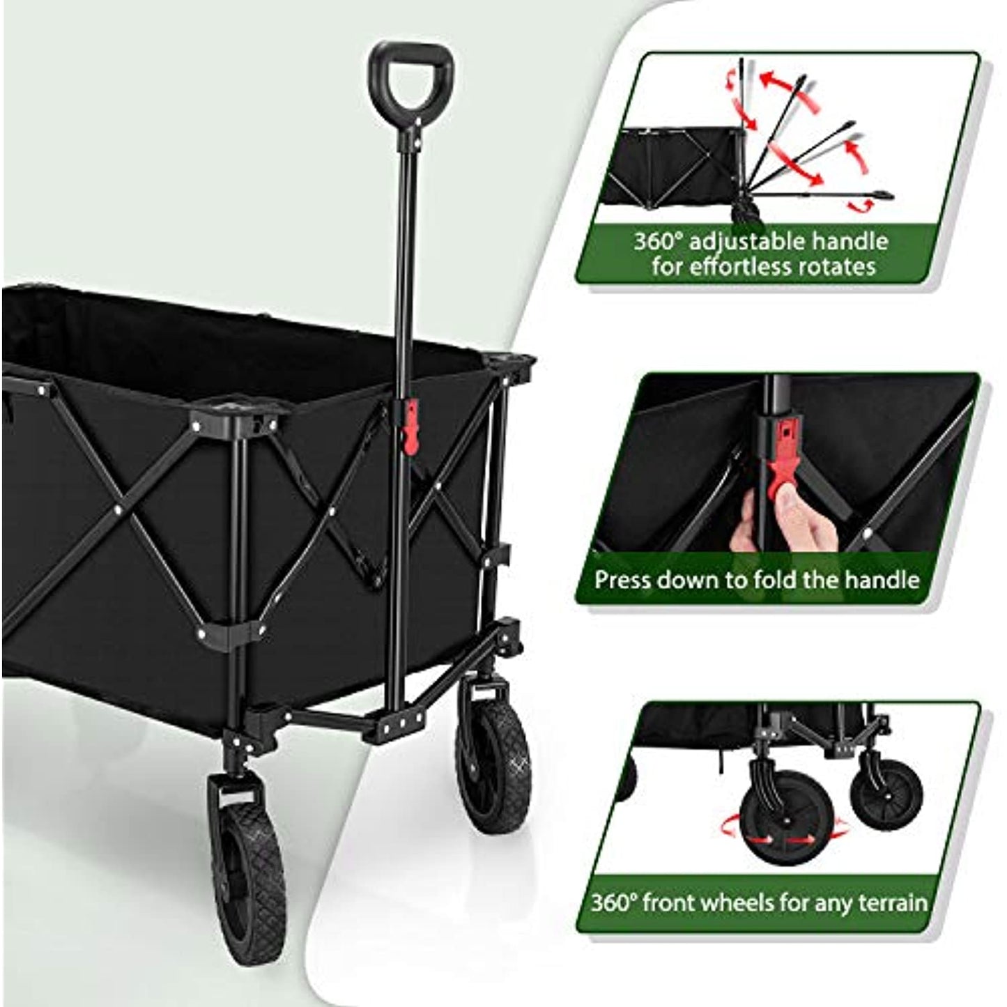 Hikenture Heavy Duty Utility Collapsible Wagon with All-Terrain Wheels, PREOWNED