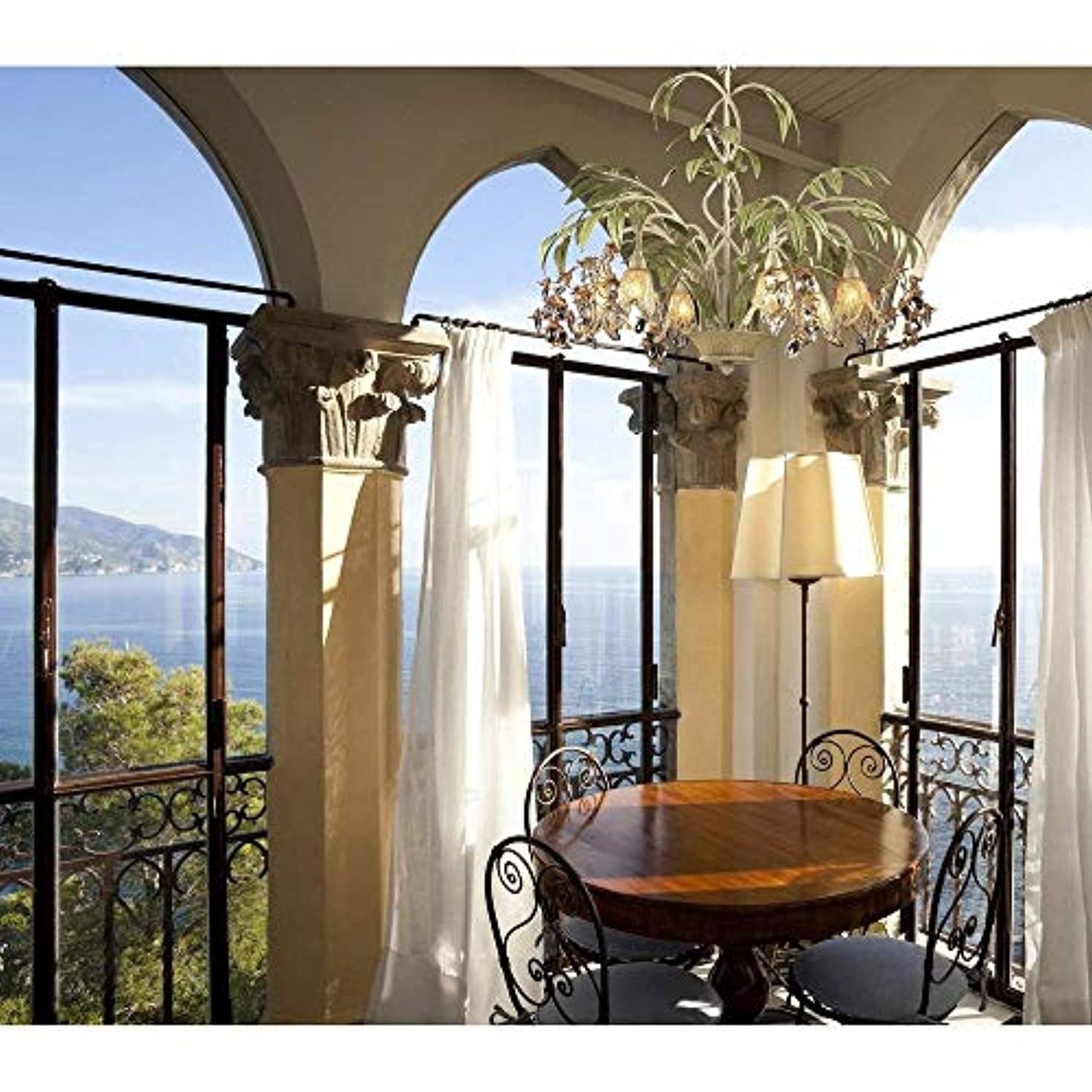 ELK Lighting Huarco 6-Light Chandelier, Seashell/Amber Glass -DENTED, SOLD AS IS