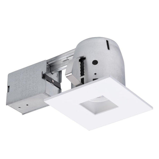 Globe Electric 4" LED IC Rated Die-Cast Swivel Baffle Square Trim Recessed Lighting Kit, White, Easy Install Push-N-Click Clips, LED Bulb Included, 3.88" Hole Size 90738