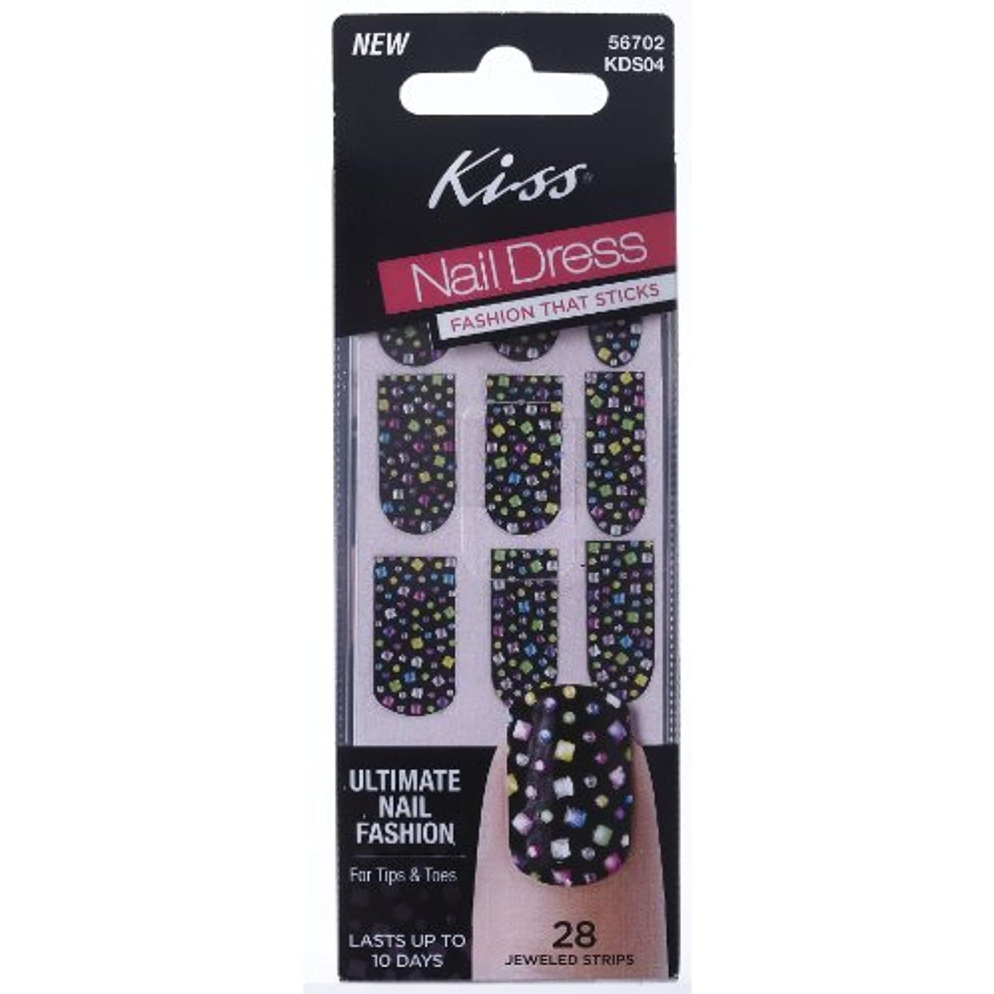 Kiss Nail Dress, 28 Jeweled Stripes, Polka Dots, 56702, (LOT OF TWO)