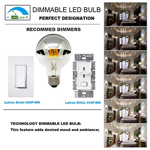 LUXON Half Chrome Light Dimmable LED Filament Vintage Bulb with Mirror 6W (60W