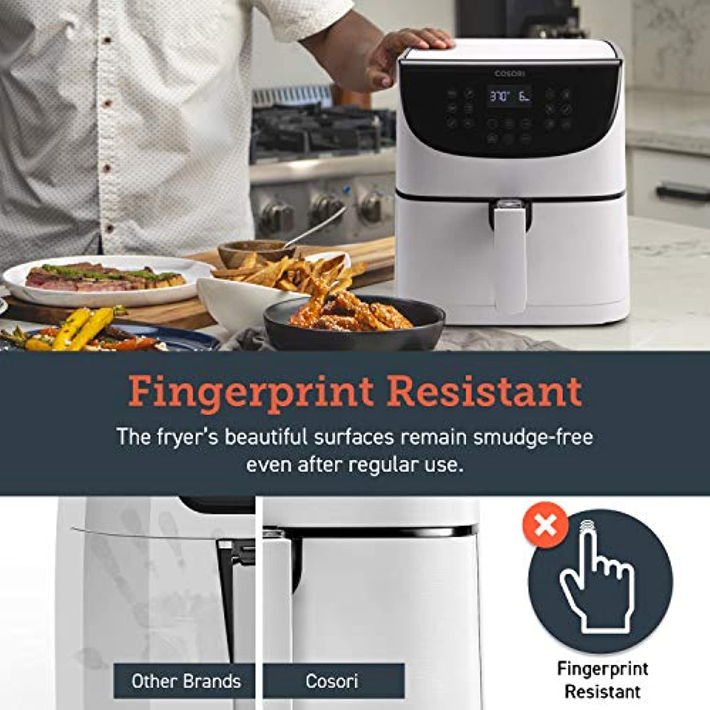 Cosori 5 Qt Air Fryer, Simple 1 Touch, Recipe Book, Shake Reminder (USED)